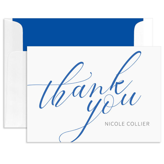 Large Script Folded Thank You Note Cards